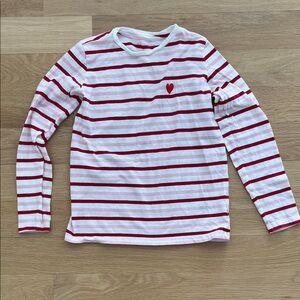 J. Crew Factory Red, Pink & White Striped Long Sleeve Tee